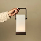 Harper Dark Brown Wooden Lamp – Cordless Rechargeable Table Lamp with Handle
