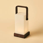 Harper Dark Brown Wooden Lamp – Cordless Rechargeable Table Lamp with Handle