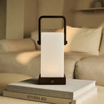 Harper Dark Brown Wooden Lamp – Cordless Rechargeable Table Lamp with Handle