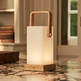 Harper Light Brown Wooden Lamp – Cordless Rechargeable Table Lamp with Handle Tavellio