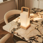 Harper Light Brown Wooden Lamp – Cordless Rechargeable Table Lamp with Handle Tavellio