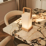 Harper Light Brown Wooden Lamp – Cordless Rechargeable Table Lamp with Handle Tavellio