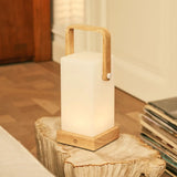 Harper Light Brown Wooden Lamp – Cordless Rechargeable Table Lamp with Handle Tavellio