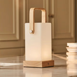 Harper Light Brown Wooden Lamp – Cordless Rechargeable Table Lamp with Handle Tavellio