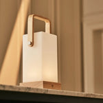 Harper Light Brown Wooden Lamp – Cordless Rechargeable Table Lamp with Handle Tavellio