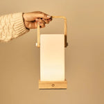 Harper Light Brown Wooden Lamp – Cordless Rechargeable Table Lamp with Handle Tavellio
