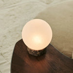 Heem Brown / Emeperador Dark – Marble Rechargeable Table Lamp – 3 Light Modes, Cordless & With Glass Interchangeable Lampshade