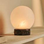Heem Brown / Emeperador Dark – Marble Rechargeable Table Lamp – 3 Light Modes, Cordless & With Glass Interchangeable Lampshade