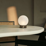 Heem Brown / Emeperador Dark – Marble Rechargeable Table Lamp – 3 Light Modes, Cordless & With Glass Interchangeable Lampshade