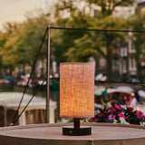 Ben Dark Brown Wooden Table Lamp – Rechargeable, Dimmable, USB-C Powered