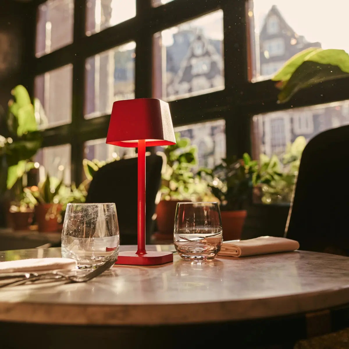 Ava Berry Red Rechargeable Table Lamp | Stylish, Cordless Lamp & Dimmable