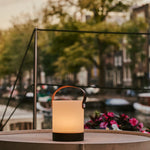 Avery Dark Brown Rechargeable Wooden Table Lamp – Cordless & Dimmable with Leather Strap