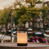 Avery Dark Brown Rechargeable Wooden Table Lamp – Cordless & Dimmable with Leather Strap