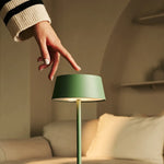 Hugo Sage Green Rechargeable Table Lamp - Stylish, Dimmable & Cordless