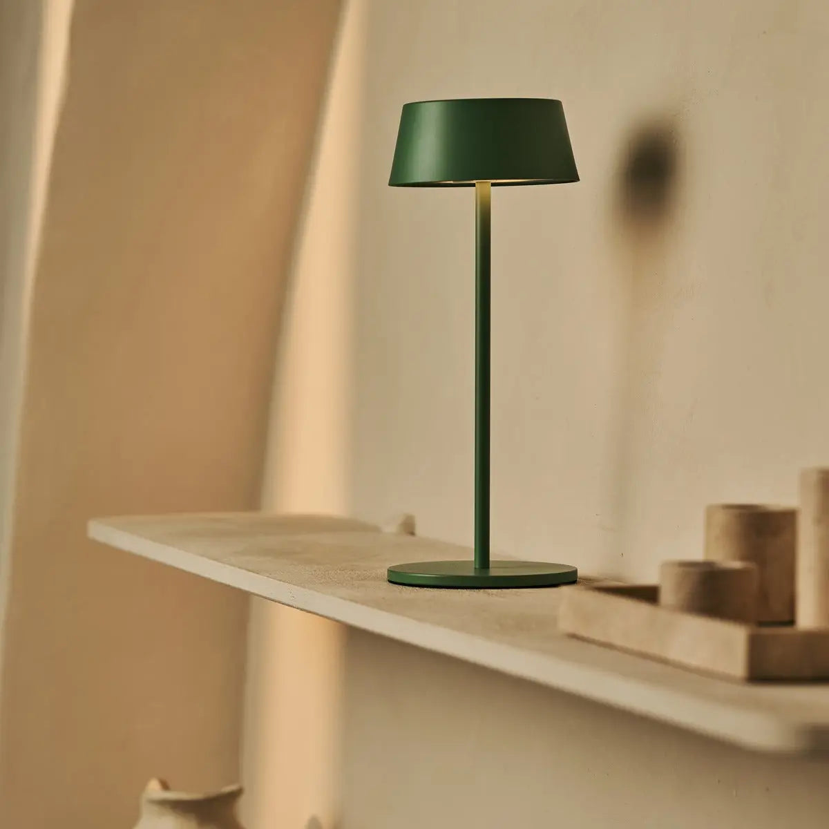 Hugo Sage Green Rechargeable Table Lamp - Stylish, Dimmable & Cordless