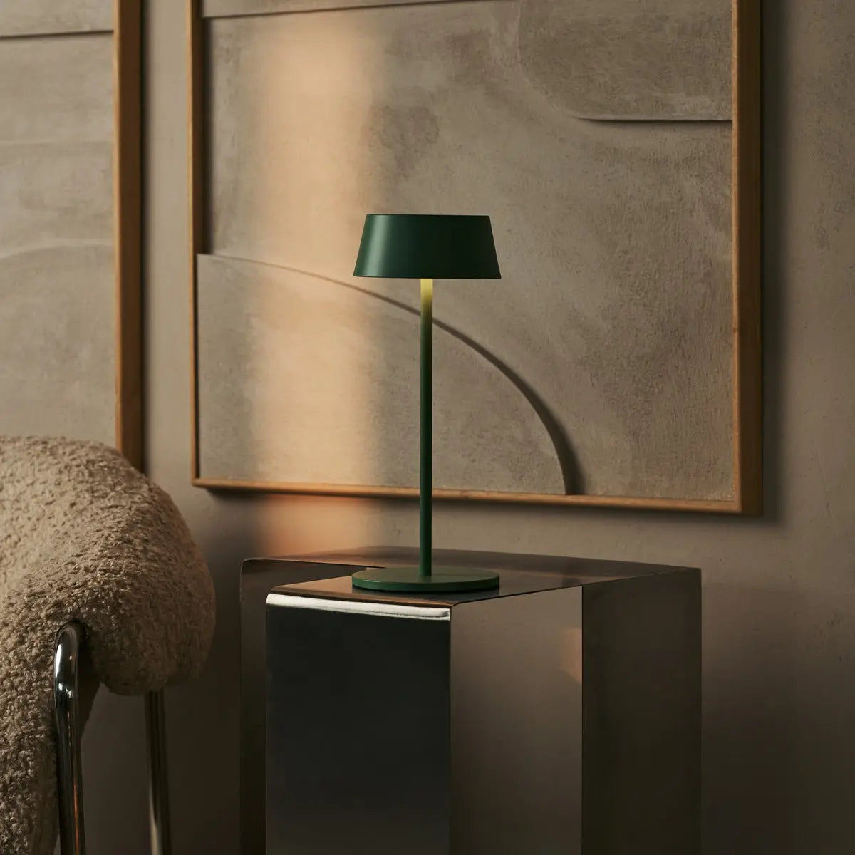 Hugo Sage Green Rechargeable Table Lamp - Stylish, Dimmable & Cordless