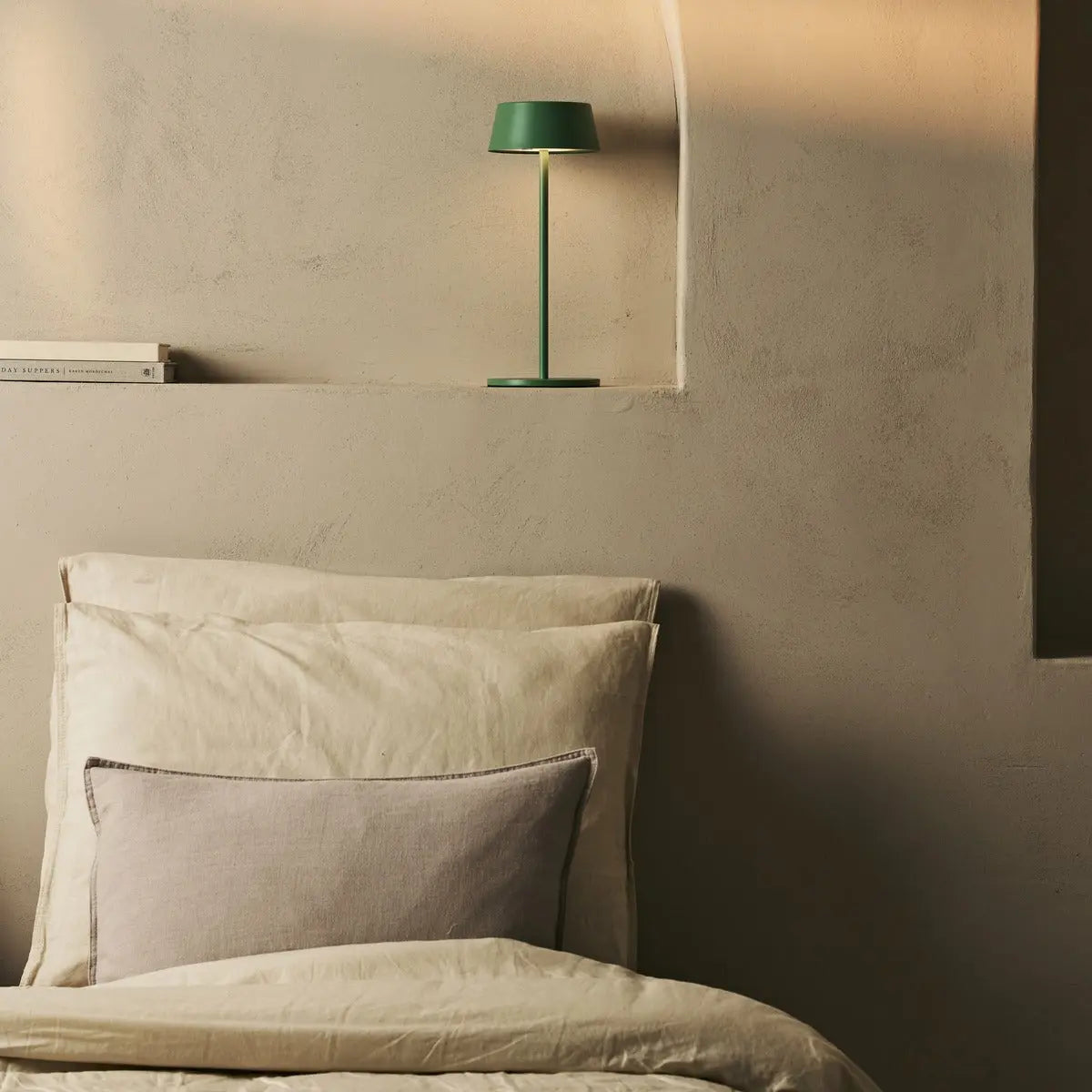 Hugo Sage Green Rechargeable Table Lamp - Stylish, Dimmable & Cordless