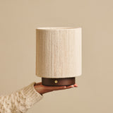 Ivo Dark Brown Wooden Rechargeable Lamp