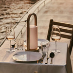 Evie Light Brown Rechargeable Wooden Table Lamp – Dimmable & Cordless