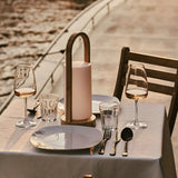 Evie Light Brown Rechargeable Wooden Table Lamp – Dimmable & Cordless