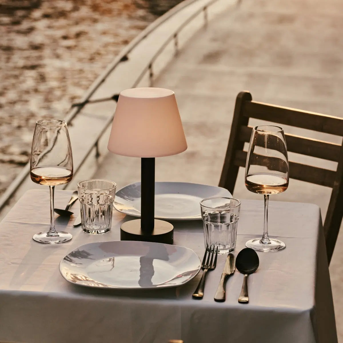 Zoë Black Wooden Rechargeable Table Lamp | Dimmable & Portable | 80-Hour Battery Life