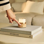 Leo Light Brown Compact Rechargeable Lamp – Wood, Dimmable Light