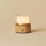 Leo Light Brown Compact Rechargeable Lamp – Wood, Dimmable Light
