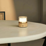 Leo Light Brown Compact Rechargeable Lamp – Wood, Dimmable Light