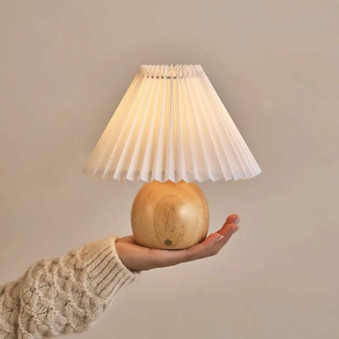 Nathalie Light Brown Modern and Retro Rechargeable Lamp l Dimmable, Wood and Paper Beautiful Paper Shade Tavellio