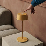 Hugo Amber Yellow Rechargeable Iron Table Lamp - Dimmable, Stylish & Cordless Tavellio