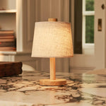 Rover Light Brown  Wooden Rechargeable Lamp | Cordless, Dimmable with Fabric Shade