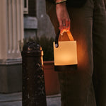 Avery Dark Brown Rechargeable Wooden Table Lamp – Cordless & Dimmable with Leather Strap