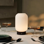 Lilly Dark brown Unique Rechargeable Lamp – Frosted Glass lamp, Wooden Base, Dimmable, 3 Light Modes Tavellio