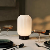 Lilly Dark brown Unique Rechargeable Lamp – Frosted Glass lamp, Wooden Base, Dimmable, 3 Light Modes Tavellio