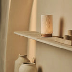 Luna Light Brown Rechargeable Table Lamp in 3D-Printed Porcelain – Cordless, Dimmable & Up to 100 Hours of Light
