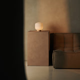 Lyla Lichtbruin Unieke Oplaadbare Lamp - Matglas & Houten Lampvoet, Dimbaar, 3 Lichtstanden