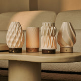 Vela Light Brown Wooden Cordless Table Lamp | 3D-Printed Porcelain, Dimmable & Up to 100 Hours of Battery Life