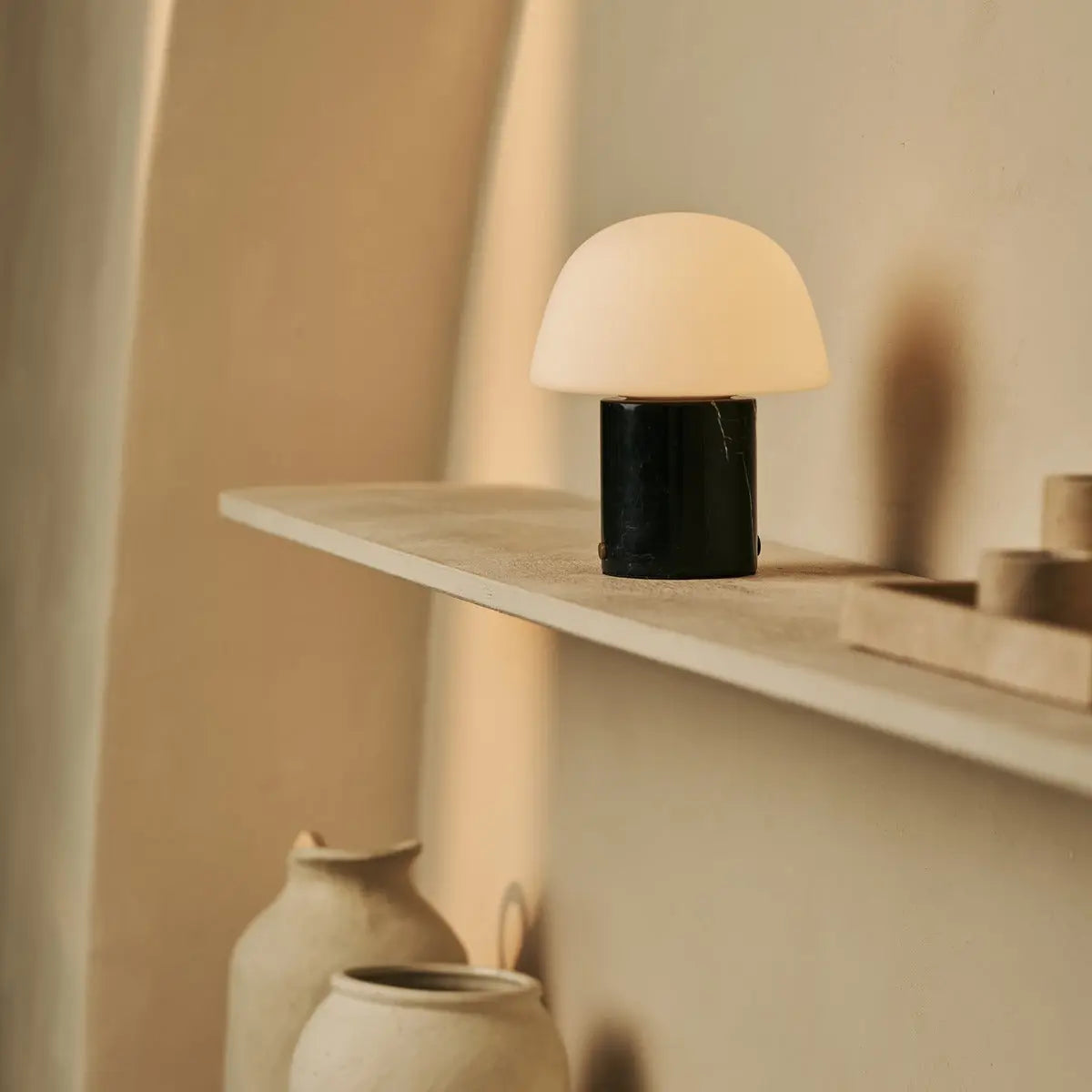Maes Black / Nero Marquina – Elegant Marble Rechargeable Table Lamp, Up to 100 Hours of Illumination, Stylish and Functional