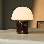 Maes Red / Rosso Levanto – Elegant Marble Rechargeable Table Lamp, Up to 100 Hours of Illumination, Stylish and Functional