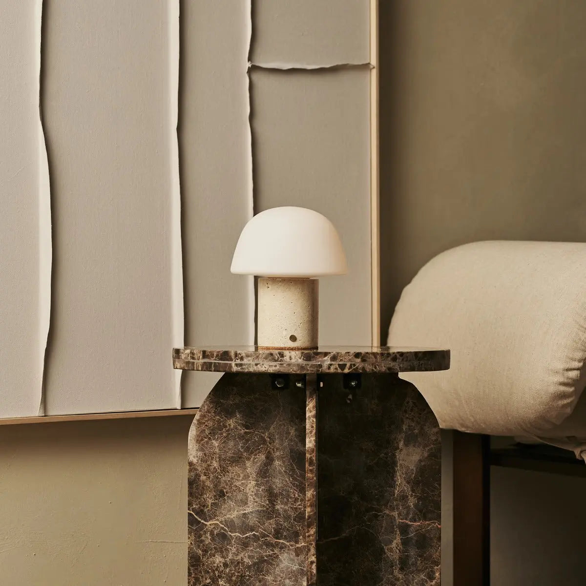 Maes Beige / Travertino Classico – Elegant Travertine Rechargeable Table Lamp, Up to 100 Hours of Illumination, Stylish and Functional