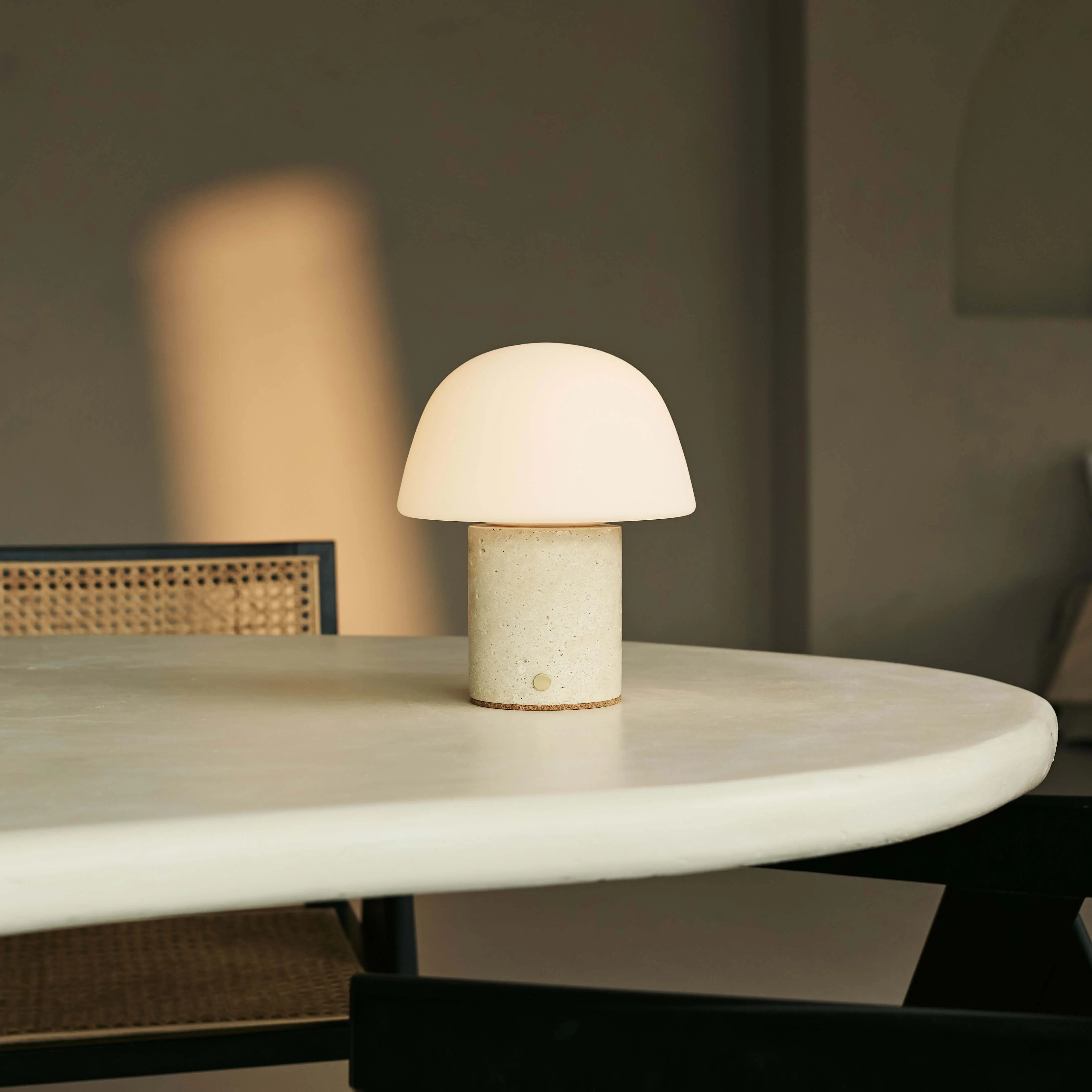 Maes Beige / Travertino Classico – Elegant Travertine Rechargeable Table Lamp, Up to 100 Hours of Illumination, Stylish and Functional