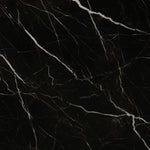 Close-up of black Nero Marquina marble veining on the Onoda Small rechargeable table lamp