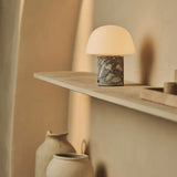 Maes White / Bianco Statuarietto – Elegant Marble Rechargeable Table Lamp, Up to 100 Hours of Illumination, Stylish and Functional