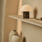Maris Brown / Emeperador Dark – Classic Marble Rechargeable Table Lamp with 3 Light Colors & Dimming Function