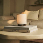 Mauve Beige & Brown / Emperador Dark – Marble Rechargeable Table Lamp – 3 Light Modes, Cordless& & With Linen Interchangeable Lampshade