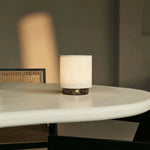 Mauve Beige & Brown / Emperador Dark – Marble Rechargeable Table Lamp – 3 Light Modes, Cordless& & With Linen Interchangeable Lampshade
