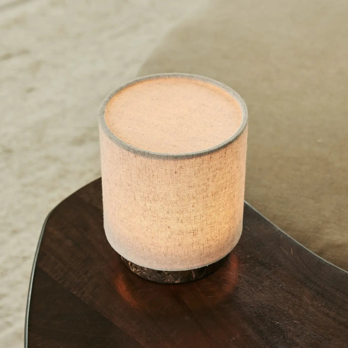 Mauve Beige & Brown / Emeperador Dark – Marble Rechargeable Table Lamp – 3 Light Modes, Cordless& & With Linen Interchangeable Lampshade