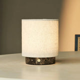Mauve Beige & Brown / Emperador Dark – Marble Rechargeable Table Lamp – 3 Light Modes, Cordless& & With Linen Interchangeable Lampshade