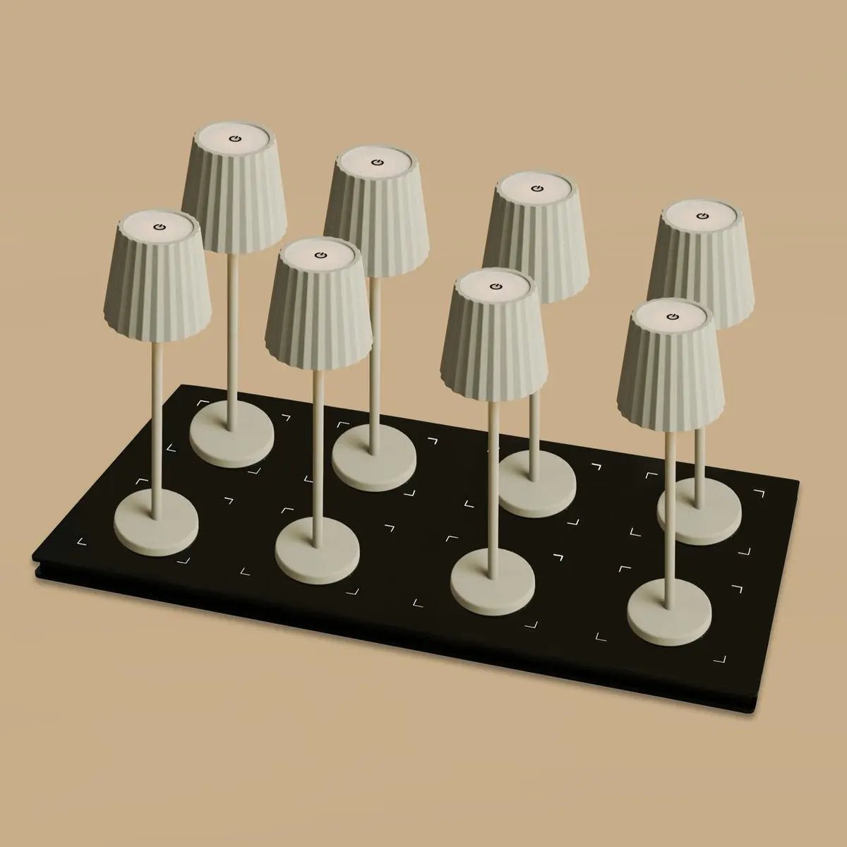 Combi Set Professional – 8 x Maya Shadow Grey Rechargeable Table Lamps & 1 x Central Station Wireless Charging Station with Qi-Technology – Perfect for Restaurants, Hospitality & Hotels Tavellio