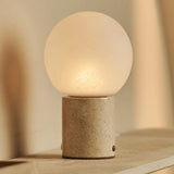 Metsu Beige / Travertino Classico – Classic Travertine Rechargeable Table Lamp with 3 Light Colors & Dimming Function